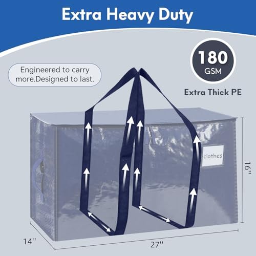 2-Pack Extra-Large Heavy-Duty Storage Totes – Waterproof & Reinforced Blue - Image 2