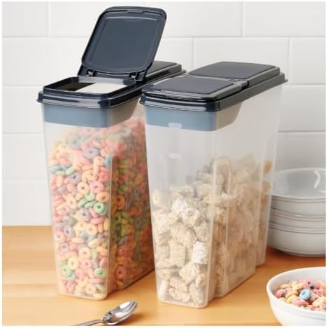 2-Pack Plastic Cereal Keeper Storage Containers 24 Cup, Dark Gray Lid - Image 7