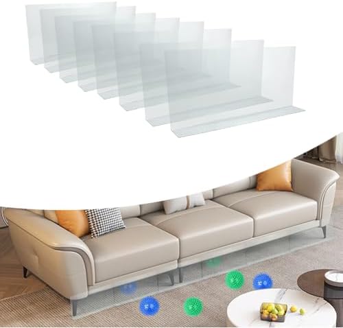 8 Pack Clear Toy Blockers for Furniture, 16" L x 7.5" H Under Bed Blocker for Pets, Adjustable Gap Bumper Under Couch Blocker, Stop Things from Going Under Couch Sofa Bed with Strong Adhesive by Rictinehome