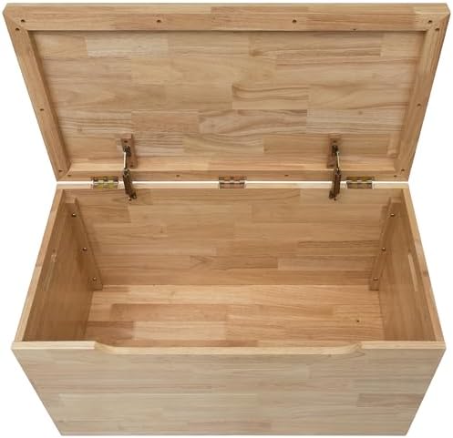 eHemco Solid Hardwood Storage Trunk, Natural, 35.5x18.63x19.5 - Image 4