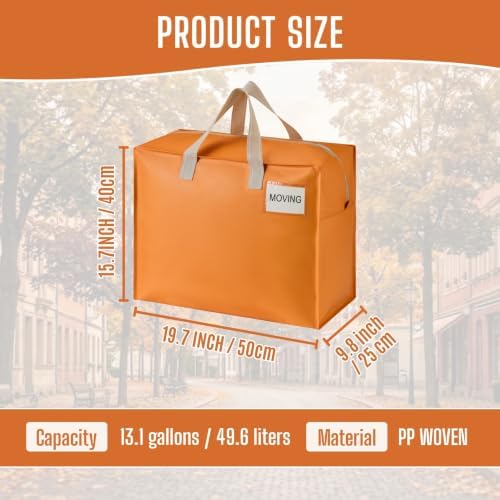 VENO Heavy Duty Moving Bags, Storage Bags, 13 Gallon, Autumn Orange, 4 Pack - Image 3