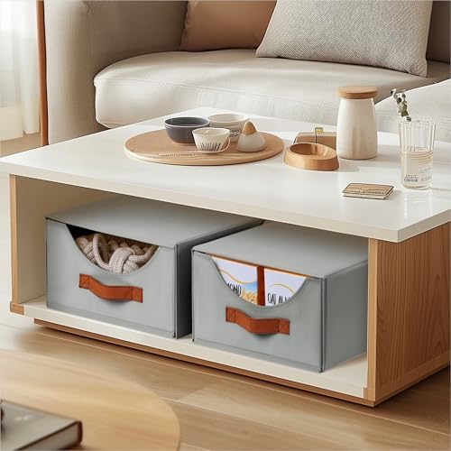 Homsorout Stackable Storage Drawers - Collapsible Storage Bins with Drawers, 6 Pack Closet Shelf Organizer Basket, Fabric Pull Out Organizer for Bedroom, Living Room, Dorm, Grey - Image 2