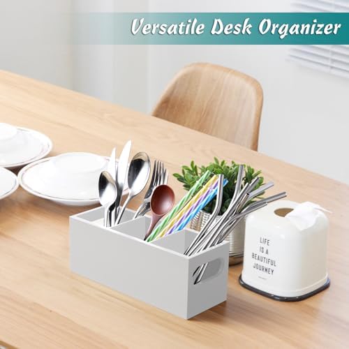 DRASTAR Remote Control Holder, Wood TV Remote Holder, Remote Storage Caddy, Remote Control Organizer (White, 3 Slots) - Image 4