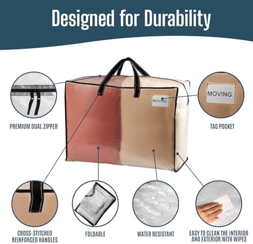VENO Heavy Duty Moving Bags, Storage Bags, 27 Gallon, Clear, 4 Pack - Image 5