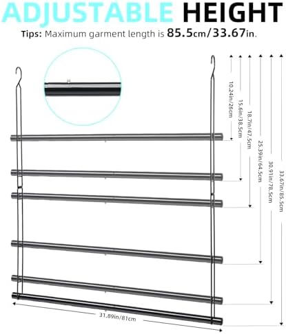Hanging Closet Rod 31.89in Adjustable Height, Closet Extender Hanging Bar for Closet Rod Heavy Duty Closet Organizer, Black - Image 5
