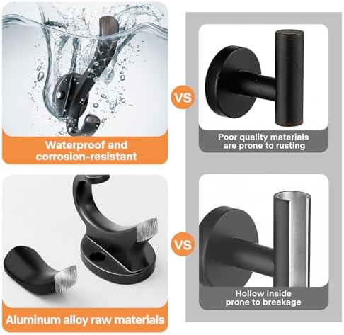 Heavy Duty Coat Hooks - 6 Pack Aluminum Alloy Oil Rubbed Bronze Towel Hooks for Wall Mounted Hanging Jacket, Clothes, Bags, Hat | Metal Utility Hangers for Farmhouse Entryway Mudroom Bathroom Garage - Image 3