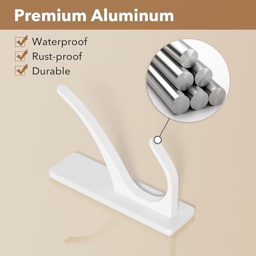 pickpiff White Self-Adhesive Hook, 13LB Hanger for Coat/Towel, 4-Pack - Image 6
