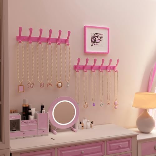 SKOLOO Coat Rack Wall Mounted - 6 Hooks, Heavy Duty, Stainless Steel, Metal Wall Hangers, Sturdy Coat Hooks for Hanging Coats, Jacket, Clothes, Hat, Pink - Image 5