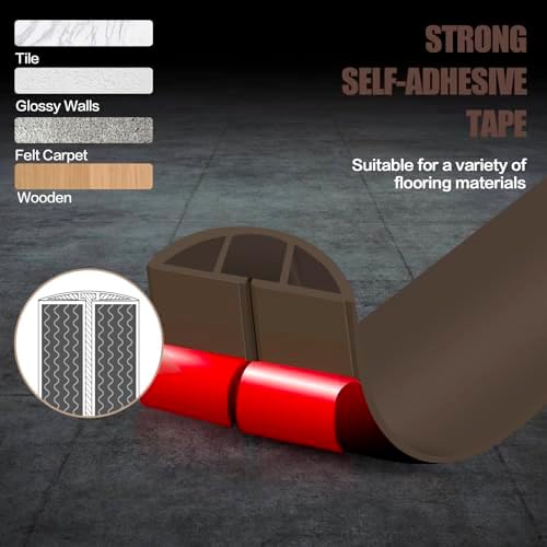Floor Cord Cover Cable Cavity Self Adhesive Cord Hider Floor 10FT Floor Cable Management Power Cord Protector Floor Electric Cord Covers for Offices, Gym, Exhibitions (CoffeeBrown, 1.18" x 20') - Image 4