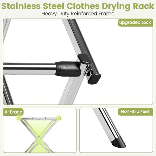 APEXCHASER Stainless Steel Clothes Drying Rack, 45.28" H × 14.57" D - Image 6