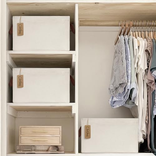 CHICVITA 20L Fabric Storage Bins for Shelves, Metal Frame, 2Pack, Beige - Image 2