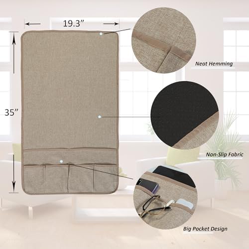 Armchair Caddy for Couch Linen Remote Control Holder with 6 Pockets 1 Piece - Image 4