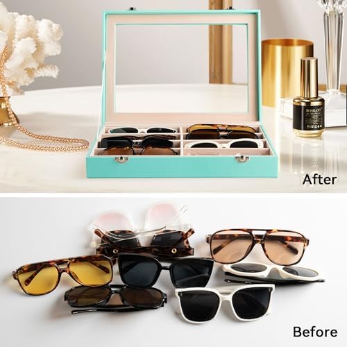 Frebeauty 8-Slot Sunglass Organizer,Sunglass Holder with Clear Lid - Image 6