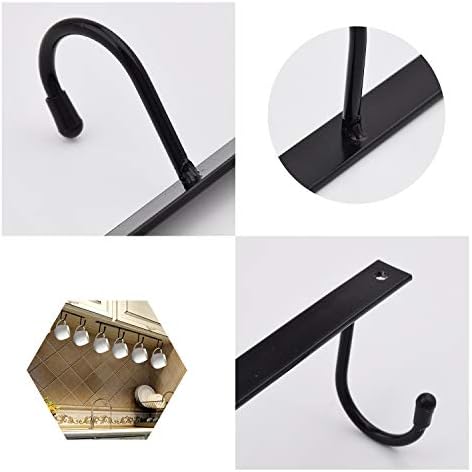 MOCOUM Under Cabinet Metal Mug Holder - Iron Hanging Rack for Coffee Cups and Kitchen Utensils Display (Black, 3) - Image 4