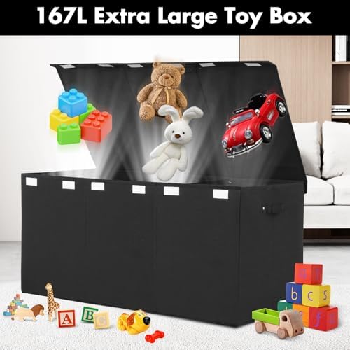 167L Large Toy Box Chest Storage with Lid, Collapsible Kids Toy Storage - Image 2