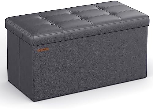 SONGMICS Storage Ottoman Bench, 30 Inches Folding Foot Rest Stool by SONGMICSbySONGMICSHOME