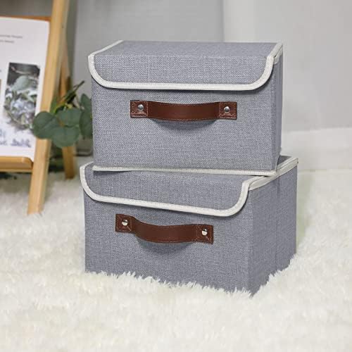 ANMINY Fabric Storage Box Bins with Lids, Gray, 10"x8"x7", 4 Pack - Image 6