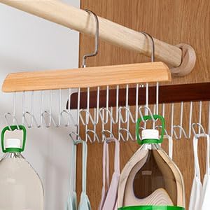 Belt Hanger 3 Pack with 24 Hooks, Sturdy Wooden Non-Slip Belt Holder, Space Saving Closet Organizer, Rotating Display Rack for Bra, Hat, Tank Tops - Image 6