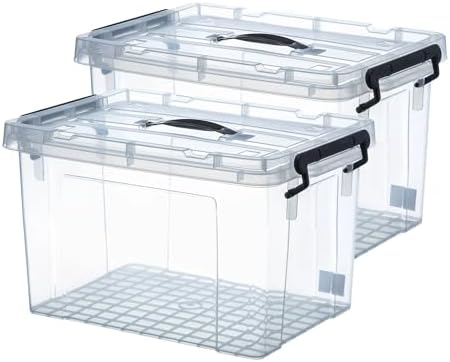 2 Quart 2-Pack Stackable Clear Storage Bins with Lids by bebikim