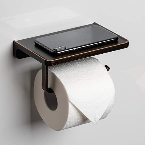 Linkaa Bronze Toilet Paper Holder with Shelf Oil Rubbed Bronze,Wall Mount by LinkaaInc