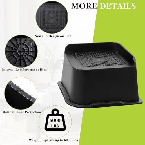 Bed Risers 2 inch, 3 inch, 4 inch, 6 inch, 8 inch Heavy Duty, Oversized Furniture Riser for Couch Sofa Table Chair Leg Frame Dorm, Support up to 6000 Lbs (Black 4 Pack, 3 inch) - Image 6