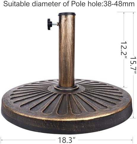 Blissun 26.5 lbs Outdoor Living Heavy Duty Round Antiqued Patio Umbrella Base, Bronze - Image 2