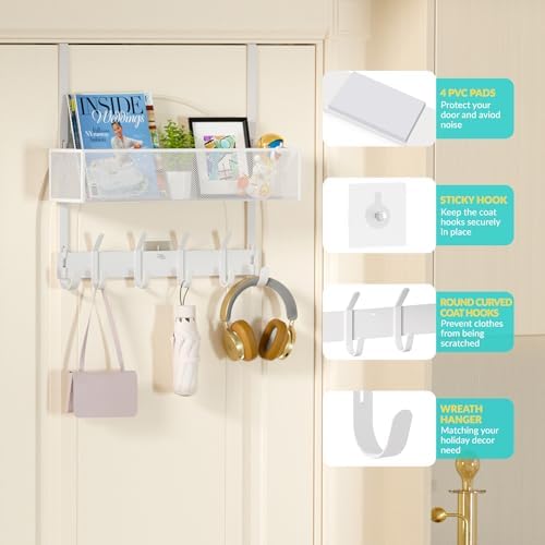 LUCYCAZ Over The Door Hooks Organizer, Door Hanger Storage with Coat Hooks - Image 3