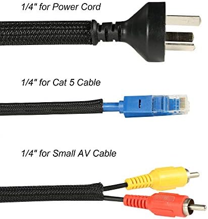 Cable Management Sleeve, Split Design, 25FT - 1/4 Inch, Black - Image 3