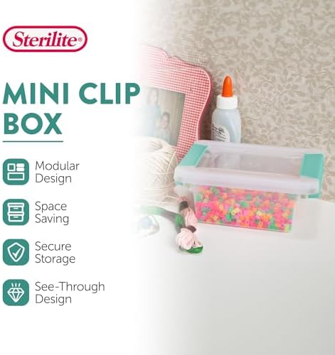Sterilite Mini Clip Box, Clear Storage Bin with Latching Lid, 6 Pack - Image 2