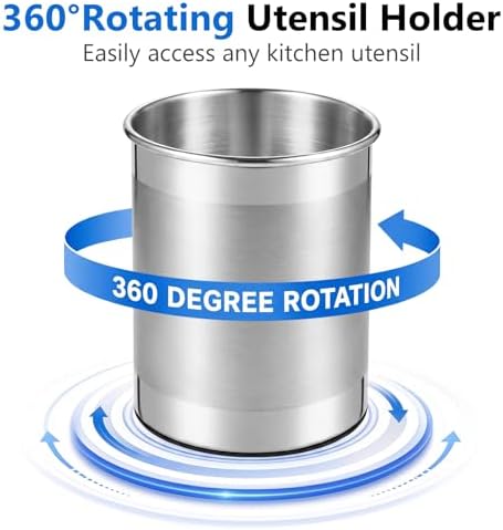 CHEFBEE 360° Rotating Stainless Steel Utensil Holder, Extra Large - Image 4