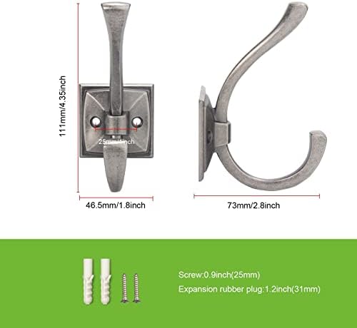 TUNNY 5 Pack Antique Design Wall Hanging Coat Hook - Matte Antique Nickel Coat Hook Towel Hook for Entry Shoe Cabinet, Wardrobe Bathroom Bedroom Furniture Hardware - Image 3