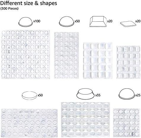 Amazon Basics Cabinet Door Bumpers, Clear Self Adhesive Pads for Surface Protection, Noise Reduction and Sound Dampening, Rubber Stoppers for Drawers and Cupboards, 300-Piece, 6.9 x 4.5 x 0.6 inch - Image 2