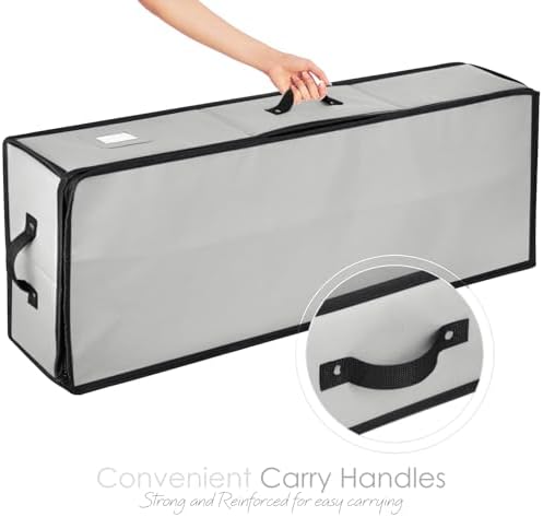 Hearth & Harbor Wrapping Paper Storage Container - Christmas Storage Bag with Interior Pockets - Gift Wrap Organizer Fits Up to 22 Rolls of 40" - Tear Proof, Silver - Image 3