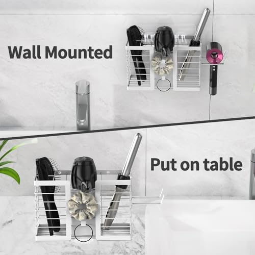 FUNKYLEE 3-in-1 Universal Hair Tool Organizer Wall Mount, White - Image 4