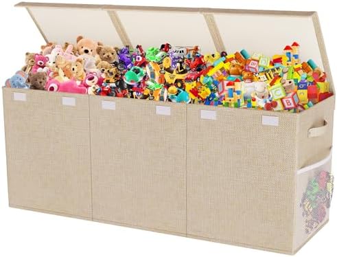 Extra Large Toy Box, Collapsible Toy Storage Organizer, 40"x16"x16", Beige by Mabahoo