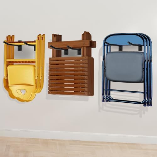 Garage Storage Mechanism Wall Mounted, Folding chair storage rack,Garden Tool Rack Manager Heavy-Duty Folding Chair, Suitablefor Car Tires, Ladders, Chairs, Strollers (Black (3-pack)) - Image 2