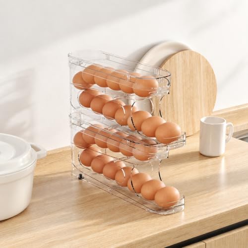 Egg Holder with Lid for Fridge, FIFO Egg Roller for Eggs 12 Count, Clear - Image 2