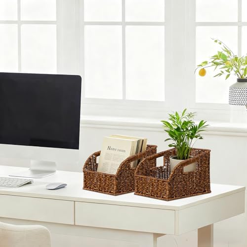 Pantry Baskets for Organizing,Wicker Storage Bins, 3Pack, Brown - Image 6