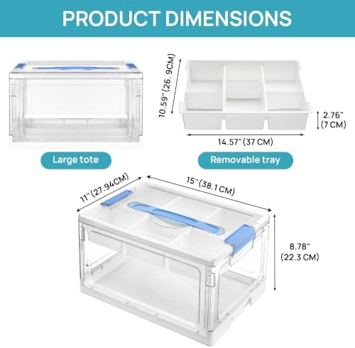 Vtopmart 24 QT Blue Clear Craft Organizer with Tray & Dividers, 1 Pack - Image 2