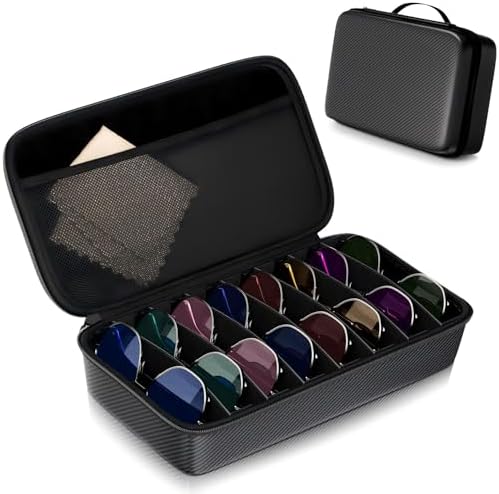 Travel Sunglasses Organizer​,​ Hard Shell​ Sunglass Case Adjustable Slots for Multiple ​Sunglass Eyeglass Case by Unknown
