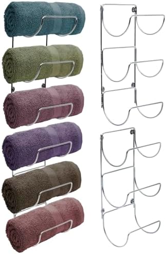 Sorbus Towel Racks for Bathroom, Wall Mounted (4 Pack 12 Towels, Silver) by Sorbus