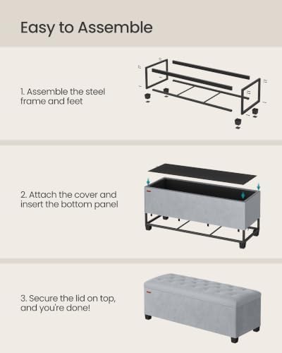 SONGMICS Storage Ottoman Bench, Foot Rest with Legs, Load up to 661.4 lb - Image 6