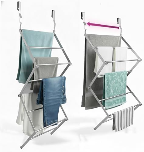 BLACK+DECKER Over The Door Expandable Telescopic Drying Rack, Clothes Organizer, Towel Hanger, Laundry, Collapsible, Silver by Unknown