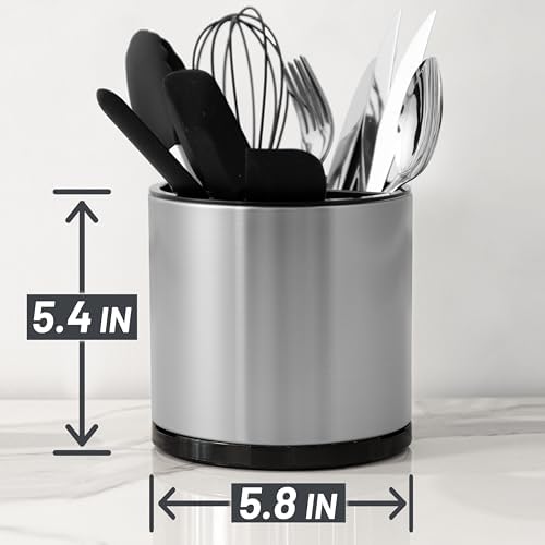 Silverware Caddy Cutlery Organizer for Countertop 360° Rotating Silverware Holder for Fork Knife Spoon Flatware Organizer 3 Compartments Cutlery Holder - Image 3