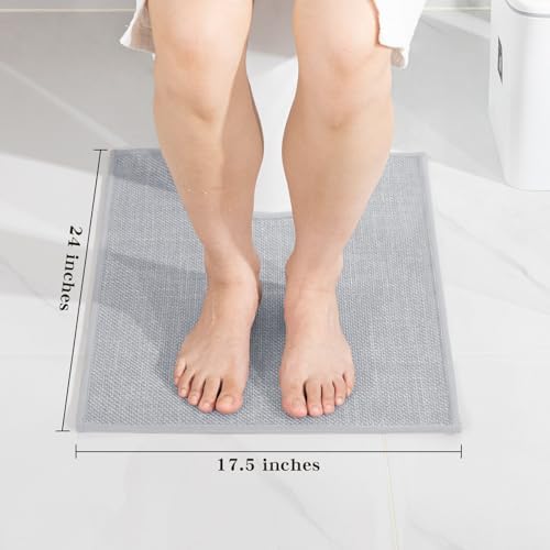 chakme Bathroom Rugs Mat U-Shaped 24x17, Ultra ThinNon Slip Bath Mat Small Quick Dry Absorbent Bath Matfor Bathroom Floor, (Light Grey, U-24"x17") - Image 2