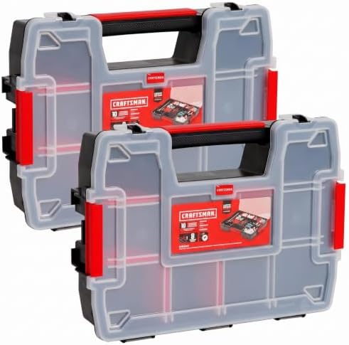 CRAFTSMAN Storage Organizer,Small Parts Organizer with 10-Compartments,Lid Includes Secure Latch (CMST60964M), (Pack of 6) by CRAFTSMAN