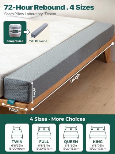 Bed Gap Filler for Headboard & Wall, Mattress Extender Pillow with Removable Cover & Memory Foam, Fills Gaps Between Mattress and Headboard, Stops Items Falling (Light Gray, King Size) - Image 6
