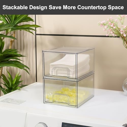 Stackable Dryer Sheet Holder and Laundry Pods Container Set by VOTLEVT, Clear Dryer Sheet Dispenser and Laundry Pods Box Set, Dishwasher Pods Holder, Laundry Room Organization and Storage - Image 4