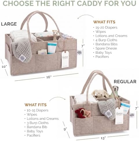 Parker Baby Co. Felt Diaper Caddy Organizer - Regular, Oatmeal - Image 3