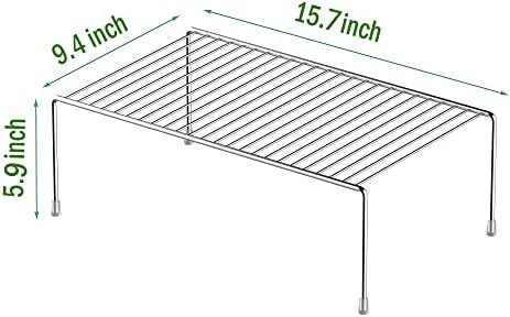 Redrubbit 2 Pack Large (15.7 x 9. 4 Inch) Cabinet Storage Shelf Rack, Rustproof Kitchen Counter and Cabinet Shelf, Storage Rack Organizer for Kitchen, Fridge, Cabinet, Bathroom, Chrome - Image 3